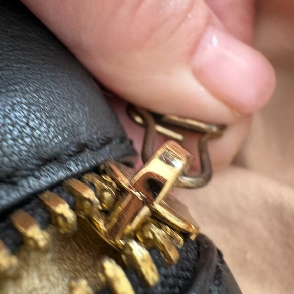 Jimmy Choo Black Leather Mave Foldover Clutch Carry Bag Authentic - Picture 11 of 17